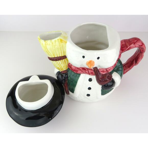 Vintage Rosegarden Dolomite Ceramic Snowman Teapot Pitcher 9" Christmas Decor - Picture 7 of 15